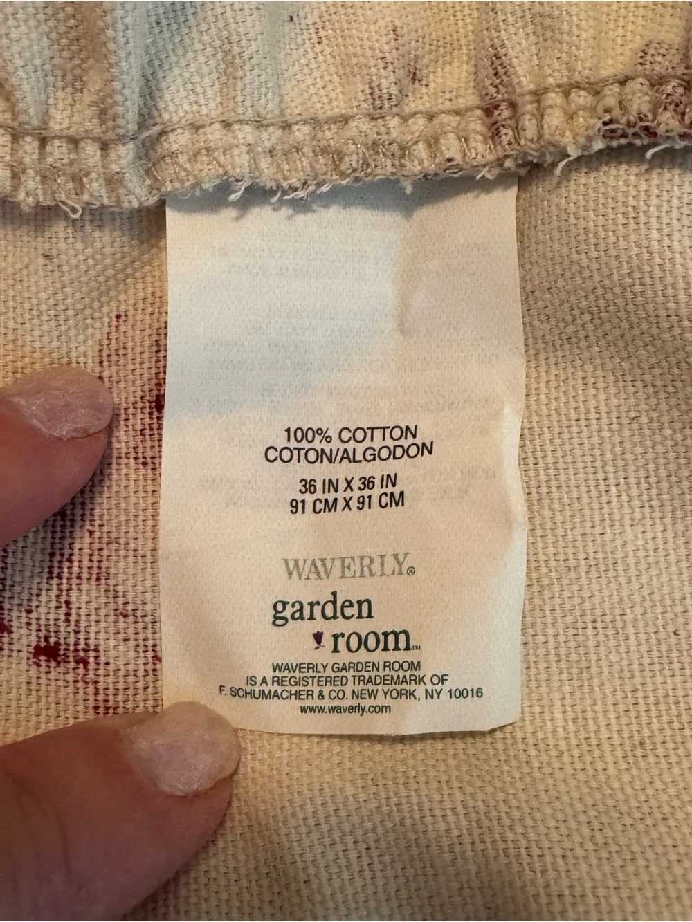 VTG Waverly Norfolk Rose Table Topper Square Ruffle Tablecloth Garden Room